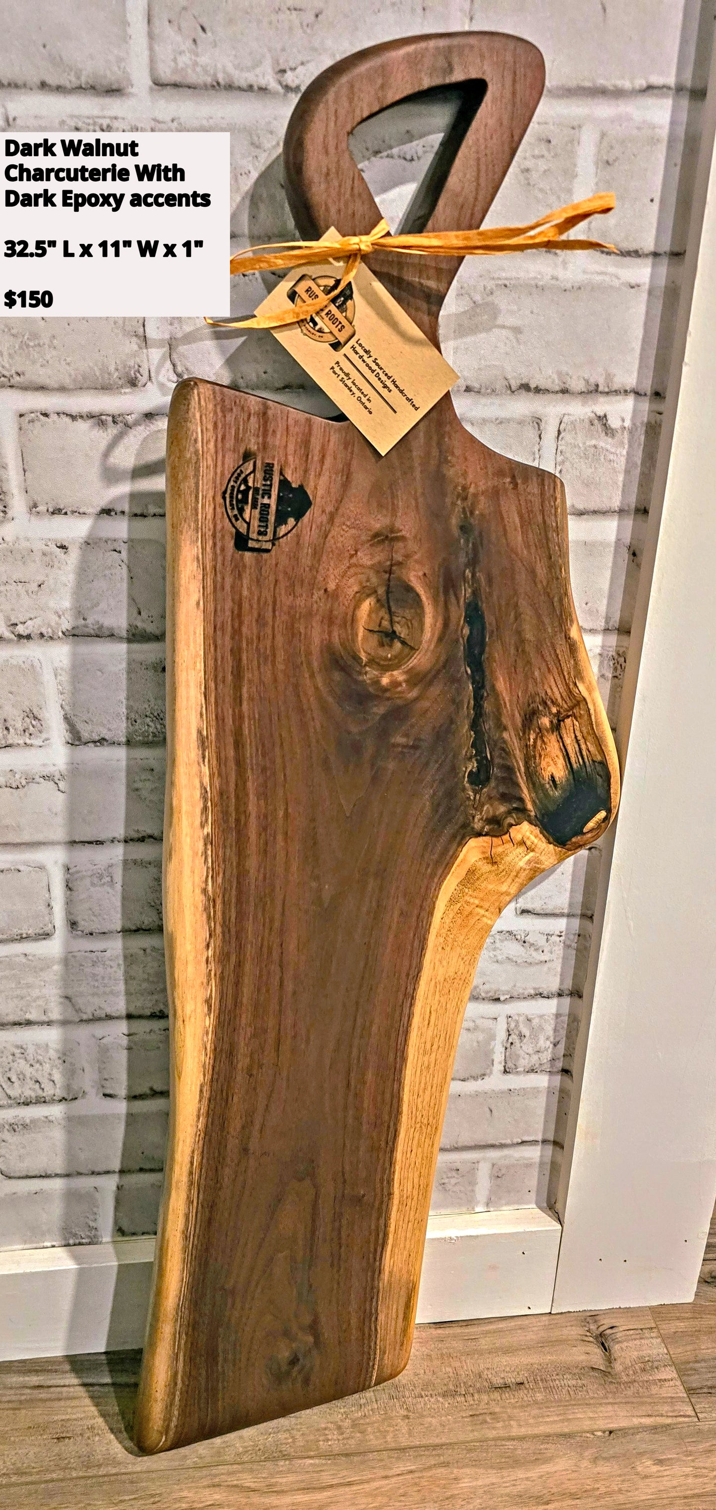 Large Dark Walnut Charcuterie W/ Dark Epoxy Accents